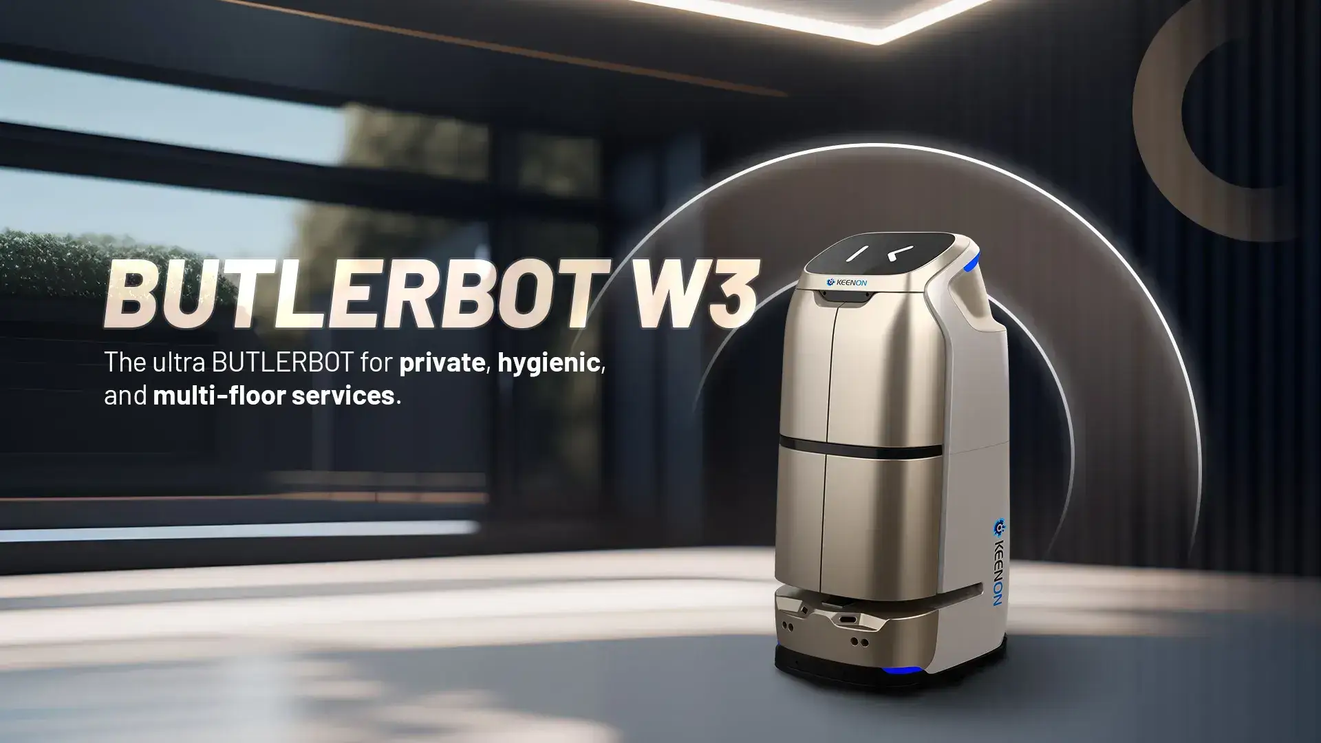 KEENON BUTLERBOT W3 butlerrobot for hoteller i Norge - autonom romservice robot med heisfunksjonalitet
