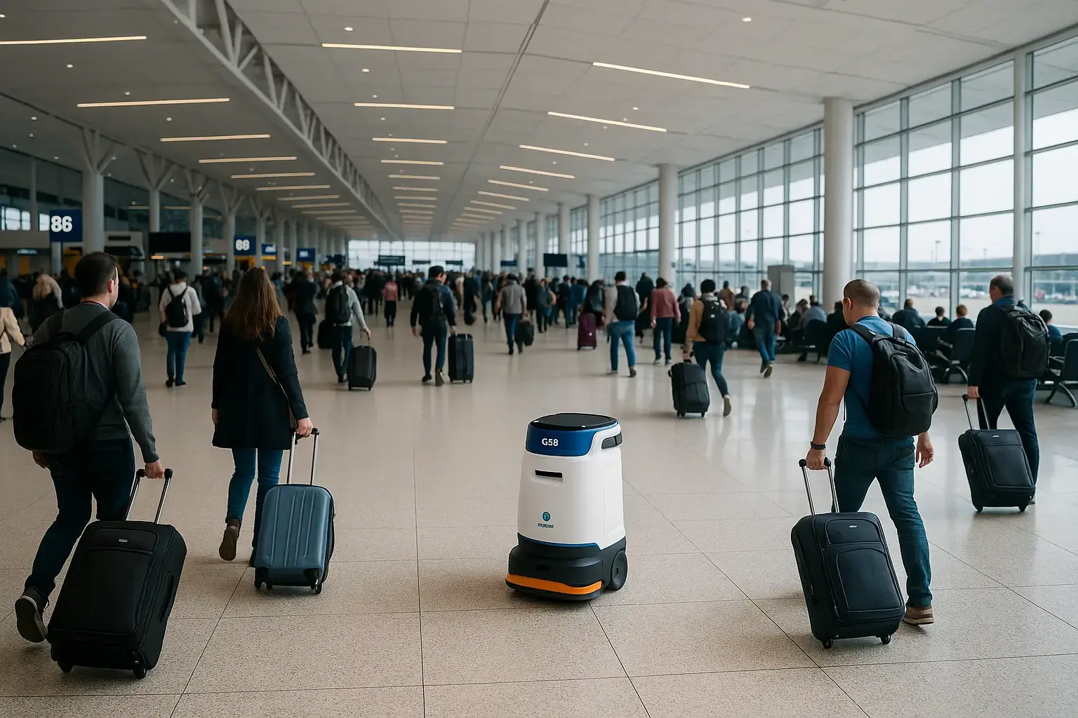 KLEENBOT C55 gulvvaskerobot på flyplasser Norge - robust rengjøringsrobot for terminaler og store offentlige områder